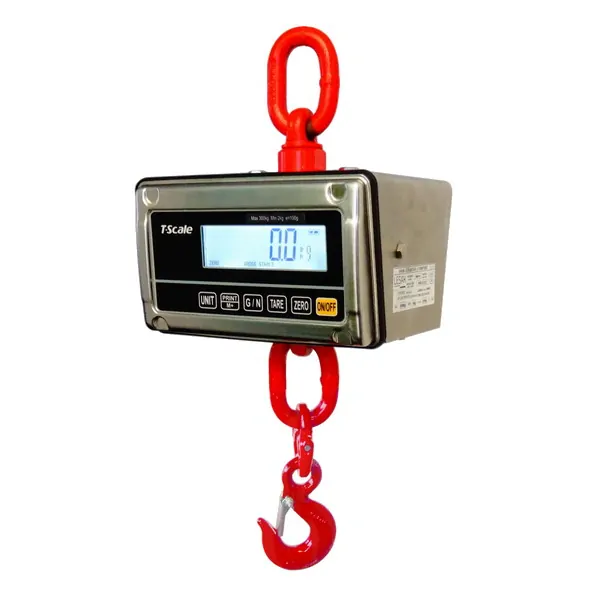LESAK J1-RWS, 300kg/100g, nerez (Závěsná/jeřábová váha pro obchodní vážení s LCD displejem v nerezu)