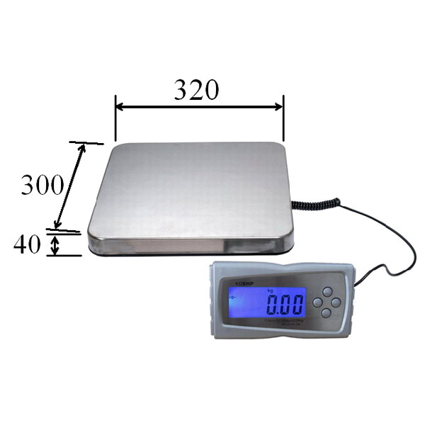 LESAK KD-SHIP, 200kg/50g, 390x310mm, (Levná balíková váha pro kontrolní vážení s odděleným displejem a provozem i na baterie)