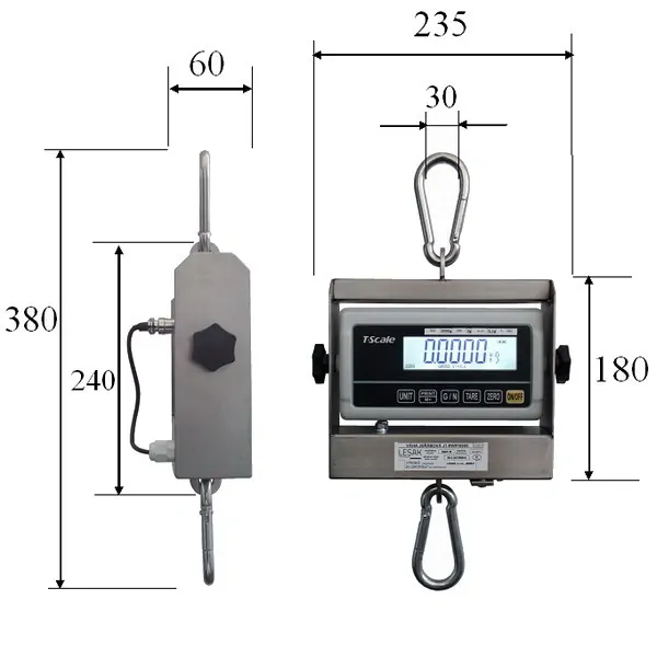 LESAK J1-RWP, 6kg/2g (Závěsná/jeřábová váha pro obchodní vážení s LCD displejem)